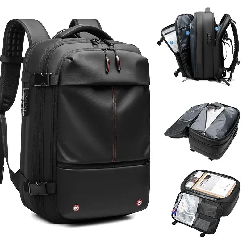 Vacuum Compression Backpack with Vacuum Pump Expandable Travel Backpack for Men Women Airline Approved Business Bag 60L