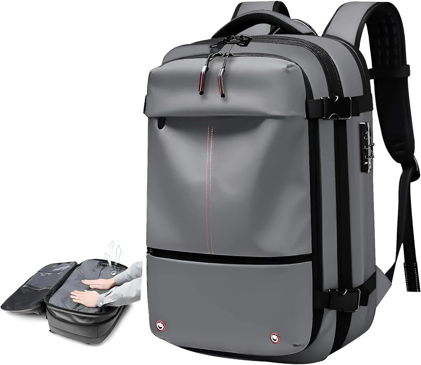 Vacuum Compression Backpack with Vacuum Pump Expandable Travel Backpack for Men Women Airline Approved Business Bag 60L