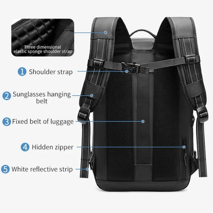 Vacuum Compression Backpack with Vacuum Pump Expandable Travel Backpack for Men Women Airline Approved Business Bag 60L